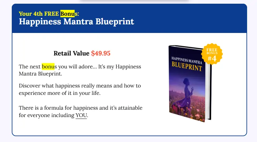 Happiness Mantra Blueprint 4th bonus