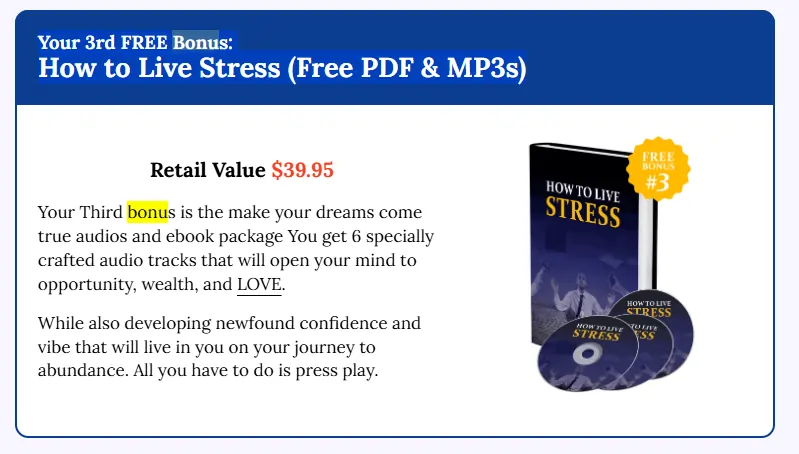 Your 3rd FREE Bonus: How to Live Stress (Free PDF & MP3s)